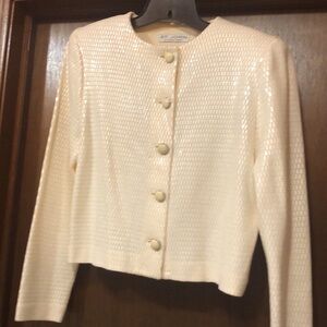 St John Knit- Ivory Sequins Knit Top